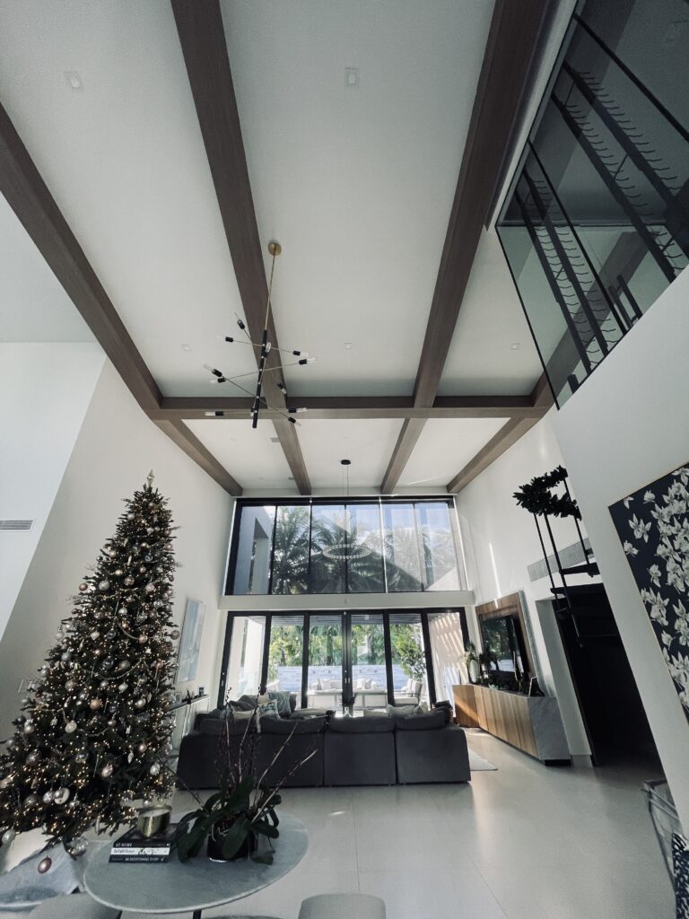 Wrapped Beams in a living room